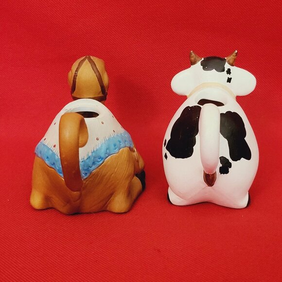 Vintage  Miniature Creamer Clay Pottery Cow Camel Set of 2 - Picture 5 of 11